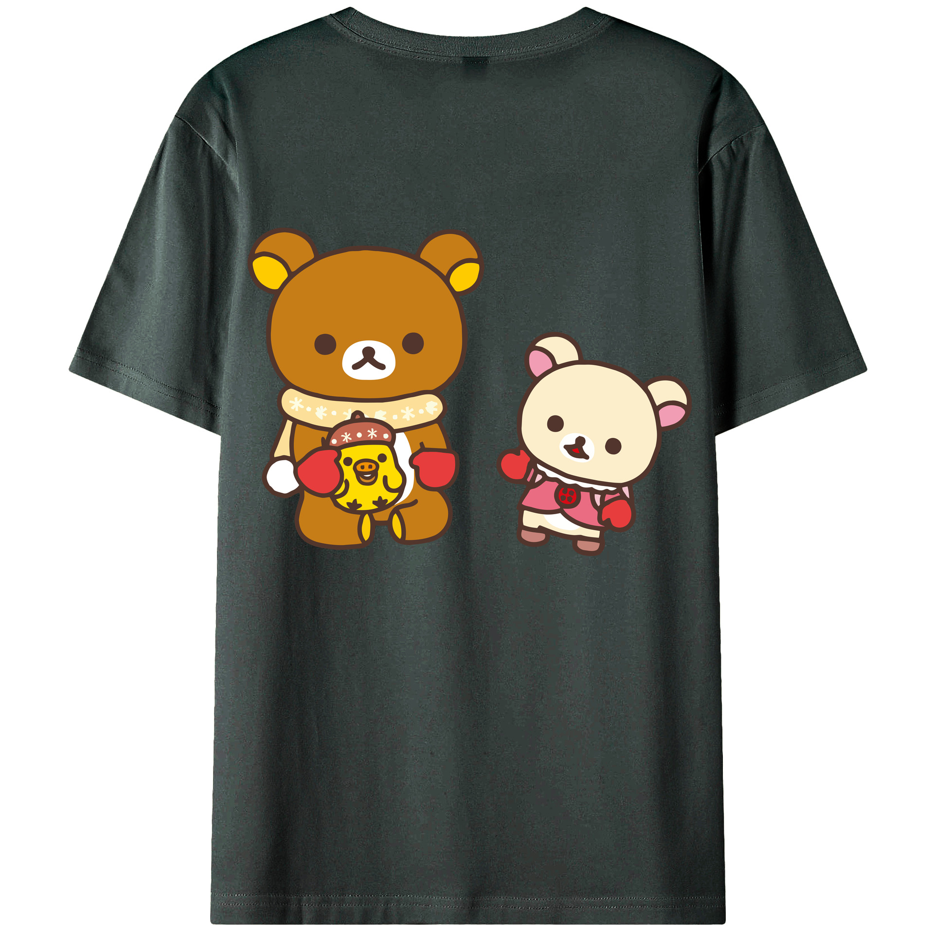 （画像用） リラックマ リラックマ キイロイトリ Rilakkuma Korilakkuma Kiiroitori 綿100％ メンズ半袖Tシャツ（バックプリント） 通気性